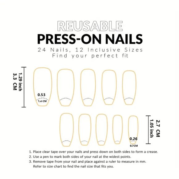 24pcs White French Tip Fake Nails, Glitter Swirl Press On Nails - Picture 4 of 6